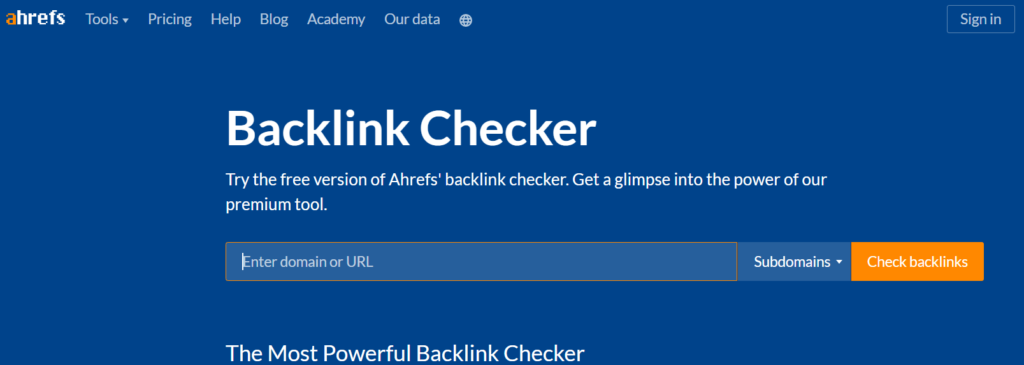 ahrefs free backlink checker tool