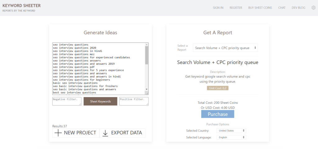 keyword sheeter free keyword research tool