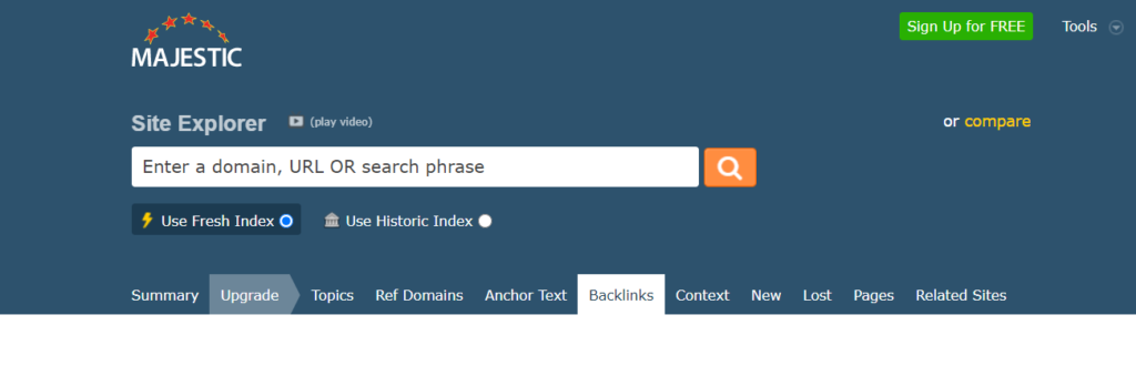 majestic site explorer free backlink checker tools