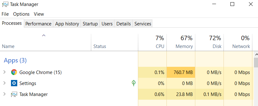 task manager  to speed up windows 10